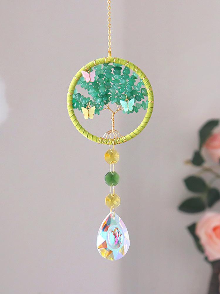 Crystal Butterfly Sun Catcher Prisms Window Hangings Green Wind Chimes Stained Glass Rainbow Maker Handmade Ornament Car Pendant зелёный