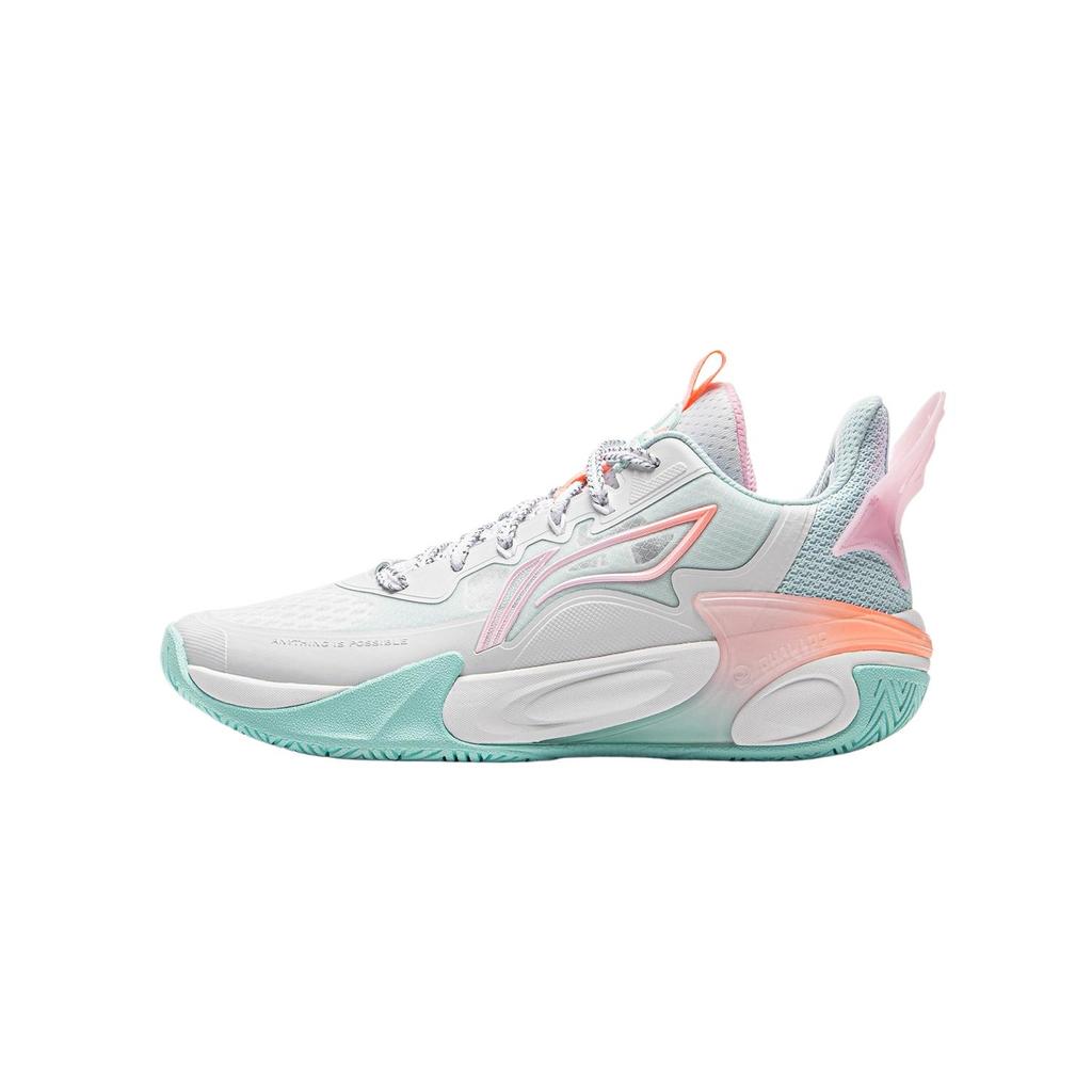 Li Ning Kids Wind Shadow 2.0 Fabric Fashionable Simple Comfortable Low Top Basketball Shoes Men basketball shoes White Blue YKBU072-8