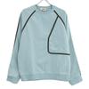 HERMES 21AW Light Blue Cotton Herringbone Piping Fleece-Lined Crew Neck Sweatshirt Pullover tops L blueUsed