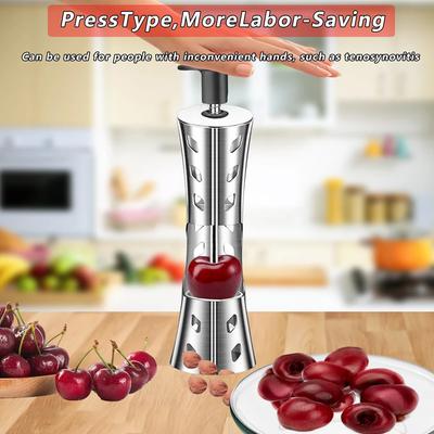 Descaroçador de Azeitonas e Cerejas Ferramenta Removedora de Sementes de Frutas Aço Inoxidável 304 Pressão de Rebound Automático Gadget de Cozinha Multifuncional