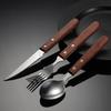 304 stainless steel wooden handle tableware, knives, forks and spoons, western food tableware set, wooden heat insulation handle housewarming gift