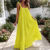 Women's Summer Casual Loose Dress Tie Shoulder Sleeveless Square Neck Maxi Dress A-Line Ruffle Flowy Beach Sundress
