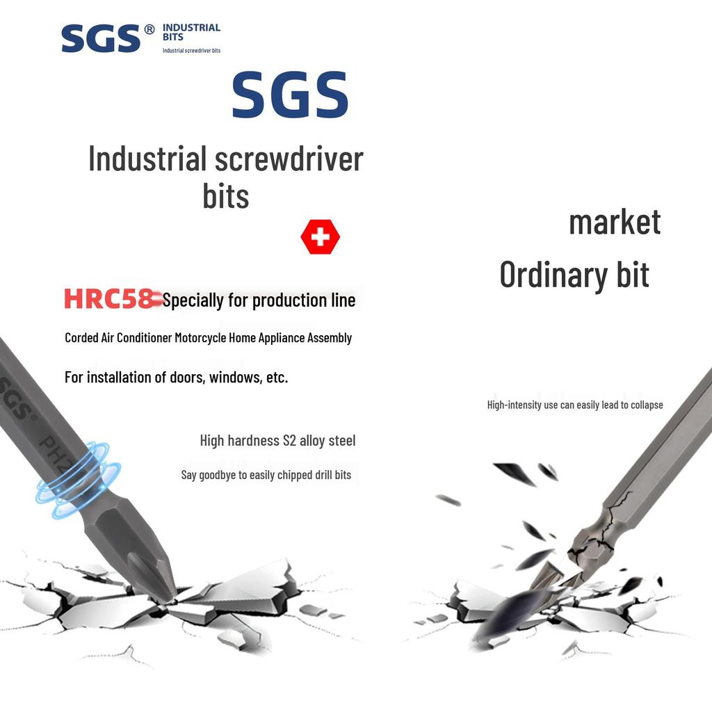 S2 Double-Head Phillips Screwdriver Bit for Air Conditioners, Motorcycles, Home Appliances, and Door/Window Installation