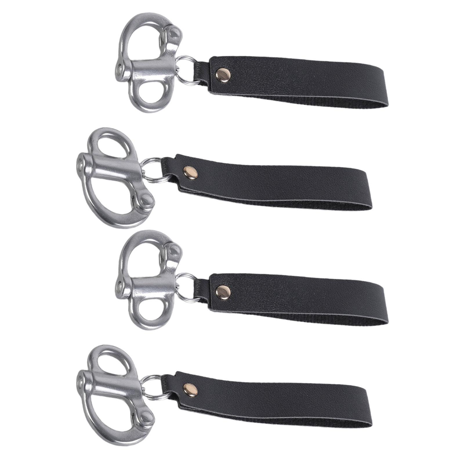 

Набор из 4 стальных быстросъемных скоб с кожаной ручкой, всепогодных, для приключений на открытом воздухе и морских мероприятий