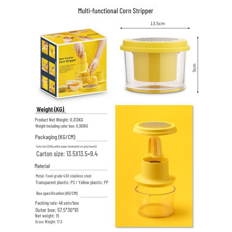 HS Stainless Steel Multi-Functional Corn Stripper & Garlic Masher Grinder