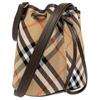 Burberry Borsa a secchiello da spalla in cotone con finiture in metallo dorato da donna Marrone 80938041