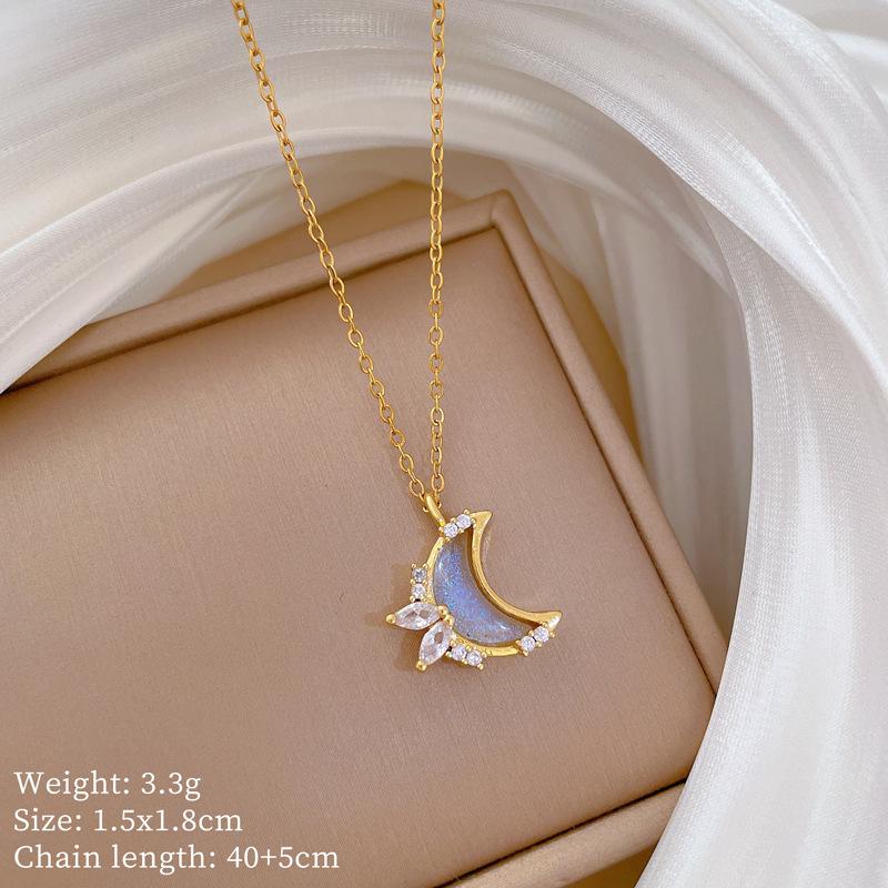 Multi-Element Style Copper Micro-Inlaid Necklace Combination Female Real Gold Electroplated Exquisite Collarbone Chain