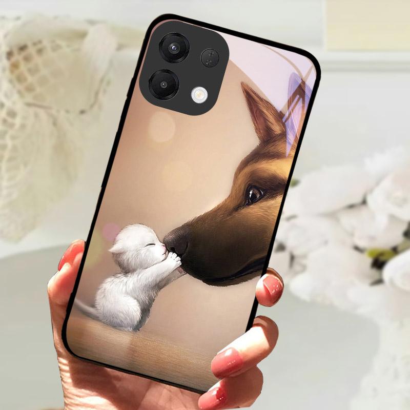 For OPPO K13 5G Case Cool Lion Wolf Tempered Glass Back Cover For OPPO K13 OPPOK13 Phone Case Protective Shell K 13 Fundas Capa