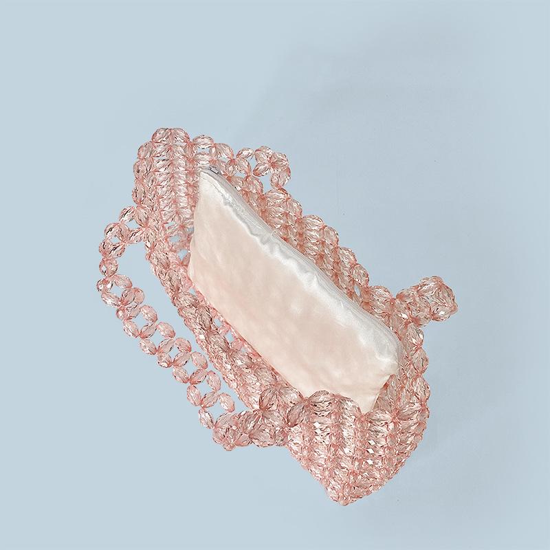 Handgefertigte transparente Damen-Tragetasche mit Kristallperlen