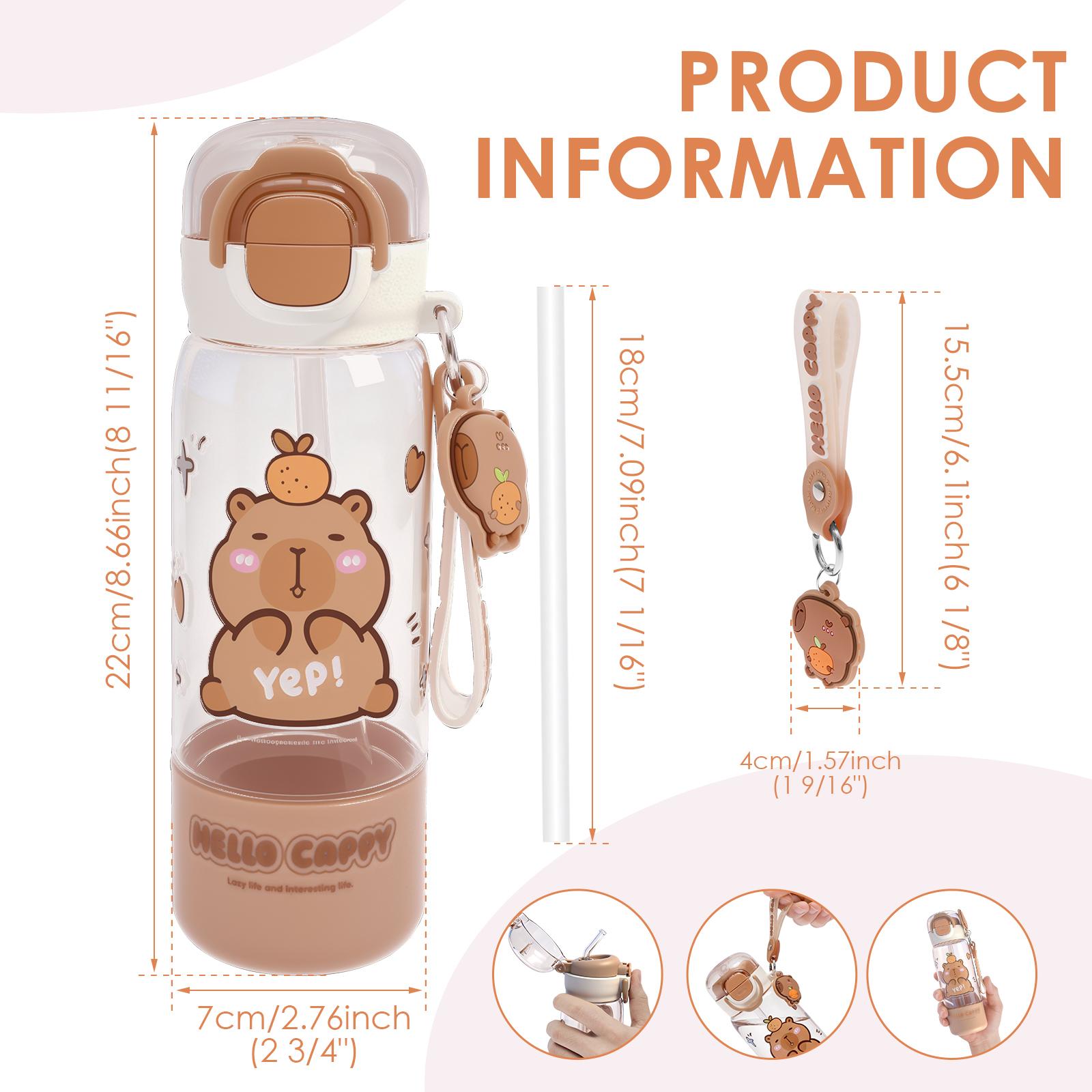 

Water Bottle with Lid Keychain 510ml/17oz Cute Drinking Bottle with Straw and Leak Proof Locking Lid Plastic Kid Drinking Cup other