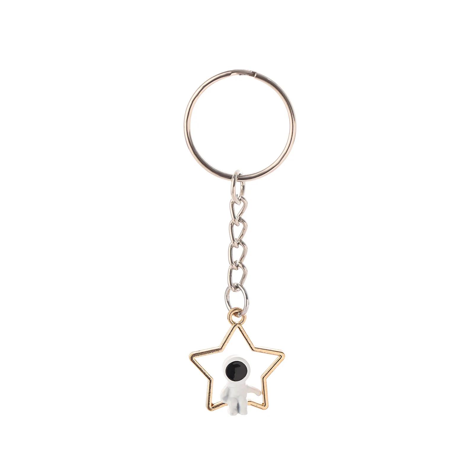 

Moon Star Astronaut Creative Couple Stainless Steel Keychain for Women Men Friendship Bag Hanging Spaceman Accessories Gift звезда
