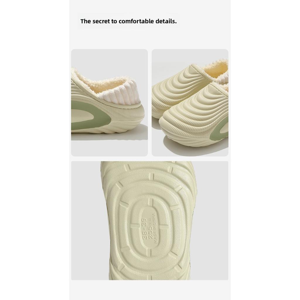 Men's Waterproof Cotton Shoes for Winter Outdoor Wear, Soft Soled Anti Slip Home Furnishings, Plush Warm Bags with Cotton Slippers for Women