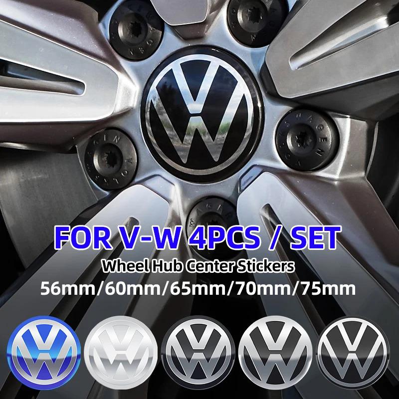 4pcs 56mm 60mm 65mm 70mm 75mm Car Wheel Center Hub Cap Sticker For Volkswagen VW CC GTI Polo Golf Touareg Passat Magotan Tiguan EA1 c10