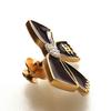 Used Chanel Ribbon Pin Brooch Coco Mark Pearl Black Gold