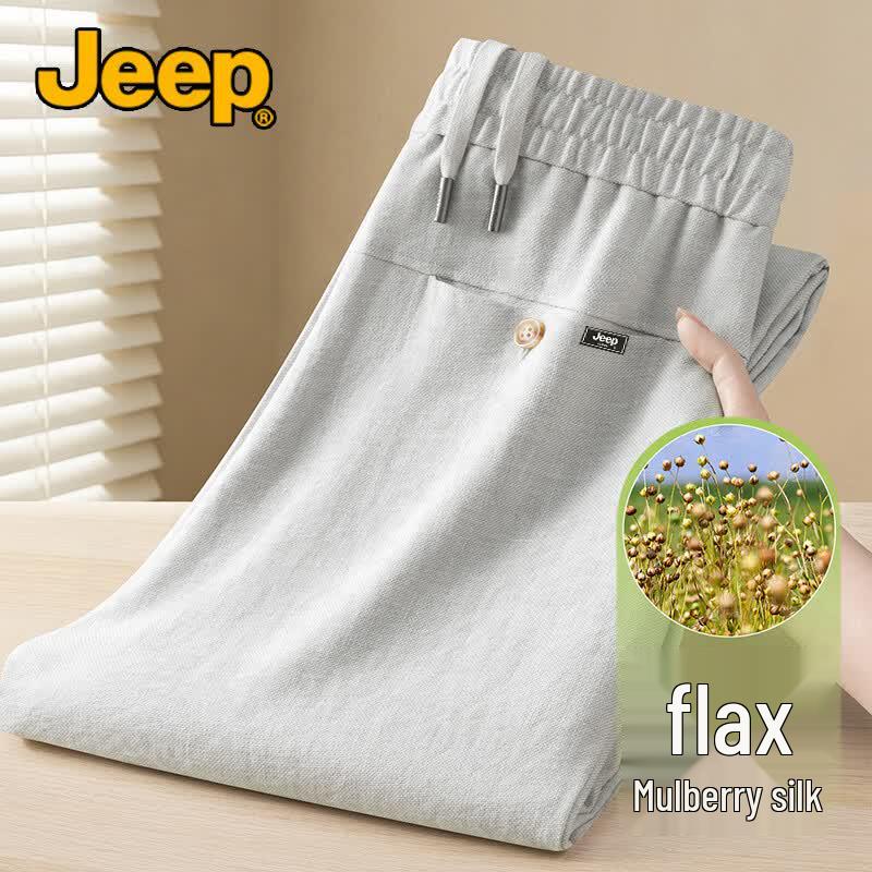 JEEP Men s Loose Fit Linen Blend Casual Pants L