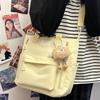 Cream Commuting Crossbody Tote Bag - Large Capacity, Versatile, One-Shoulder Handbag for Students