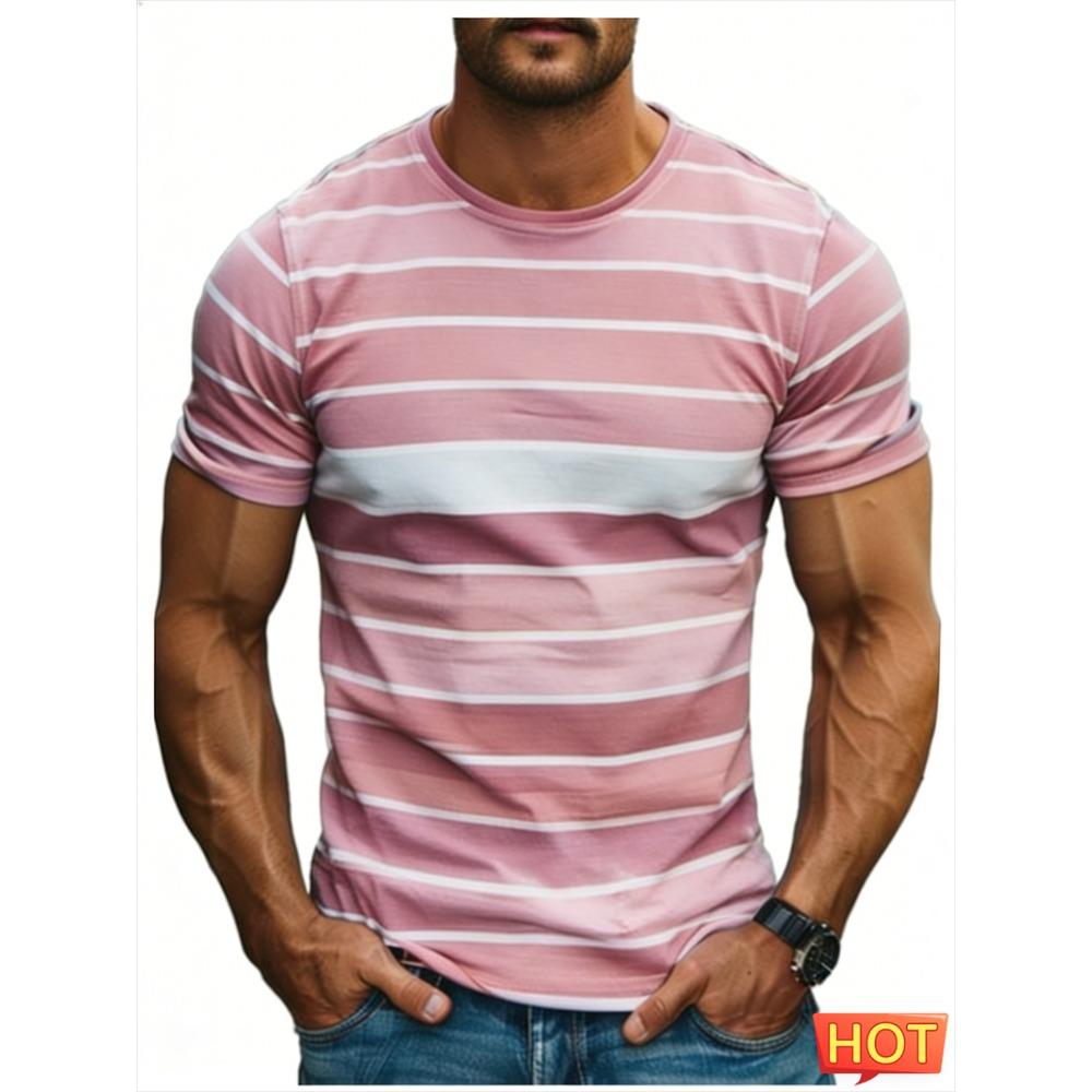 Summer casual short sleeved 3D printed round neck T-shirt
