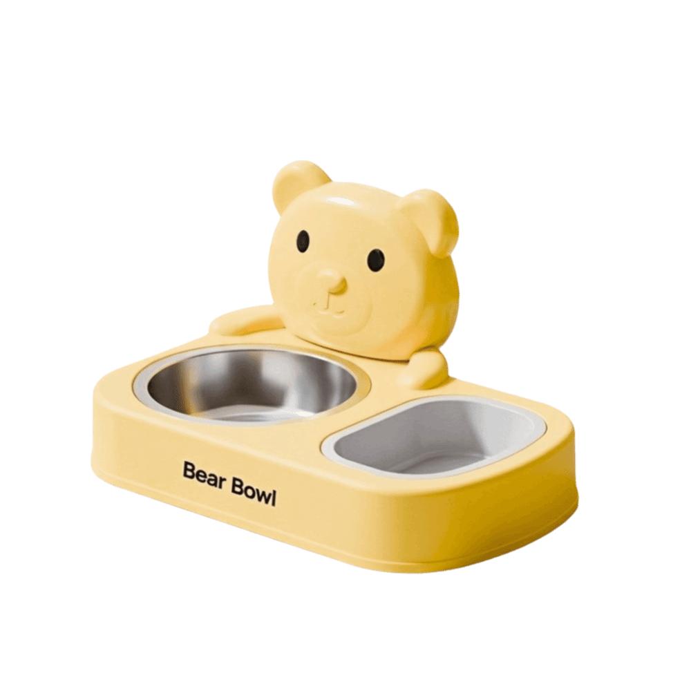 Detachable Stainless Steel Cat Bowl Cartoon Cat Feeding Bowl Cat Food Water Bowl Puppy Feeding жёлтый
