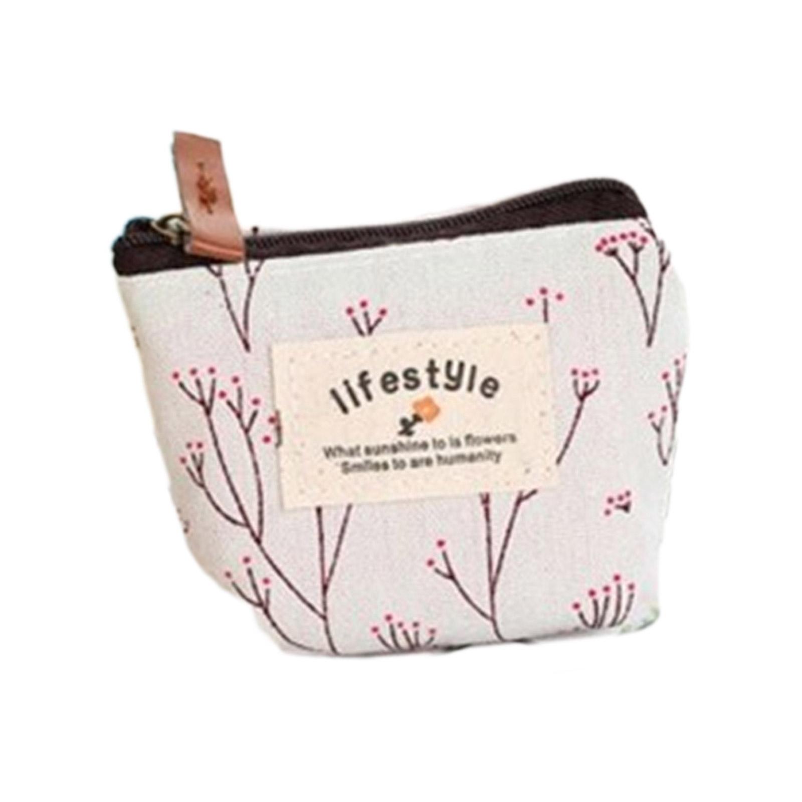 

Портативный держатель для гарнитуры, кошелек с цветочным принтом, женский тканевый мини-кошелек, сумка для монет с удобным креплением синий