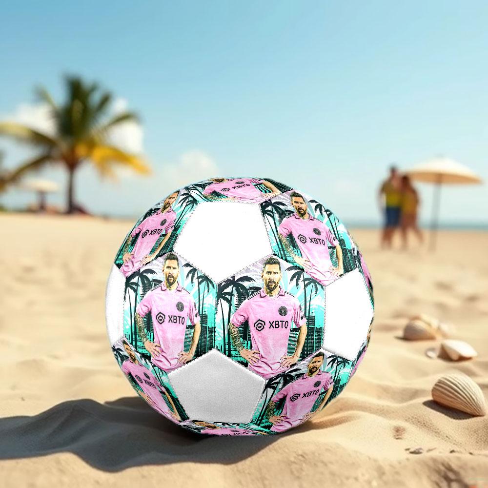 Poster Lionel Messi formato 5 Pallone da Calcio, colorato, adatto a tutte le età, cucito a macchina, materiale PVC, qualità da competizione, durevole e ad alto rimbalzo