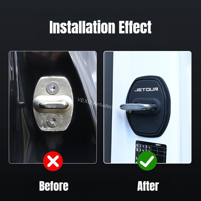 For Chrey Jetour G700 Traveller Shanhai T1 T2 L6 L7 L9 Freelander 4Pcs Silicone Door Lock Protector Lock Cover Dustproof Sticker
