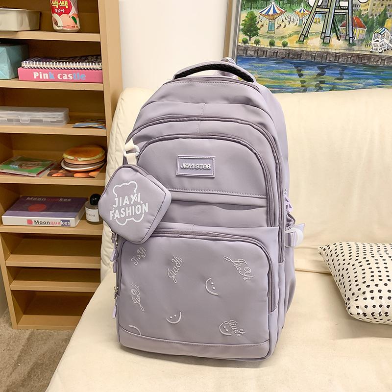 Print Backpack Middle School Student Schoolbag Large Capacity Backpack with Coin Purse