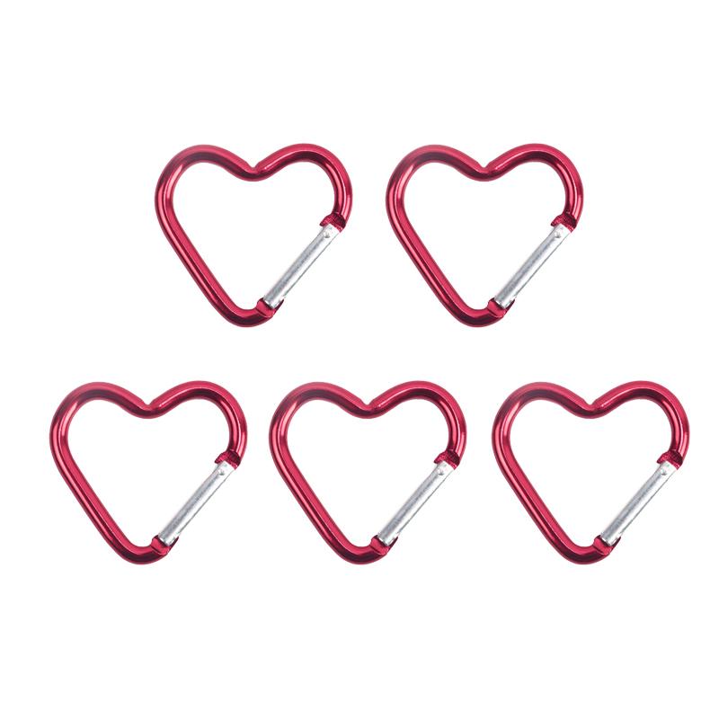 5 ks Venkovní karabina Klíčenka ve tvaru srdce Klip Kroužky z hliníkové slitiny Lezecké klipy Karabina s pružinovým uzávěrem Odolná