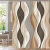 1Pc Golden Abstract Geometry Print Shower Curtain Partition Privacy Hanging Curtain With 12 Hooks Multiple Size Machine Washable