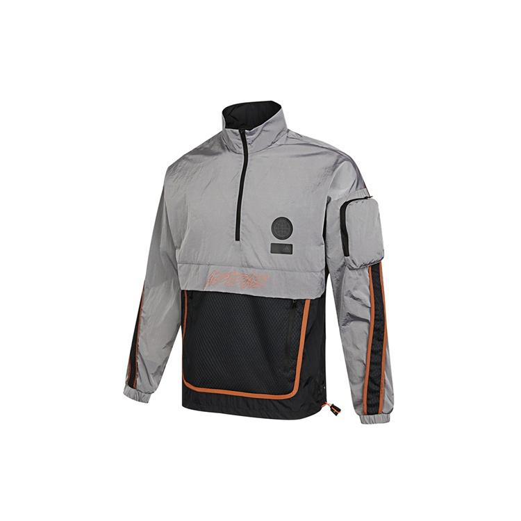 adidas Sports Stylish Stand Collar Cardigan Jacket Black Gray Colorblock Men s GP0843 M