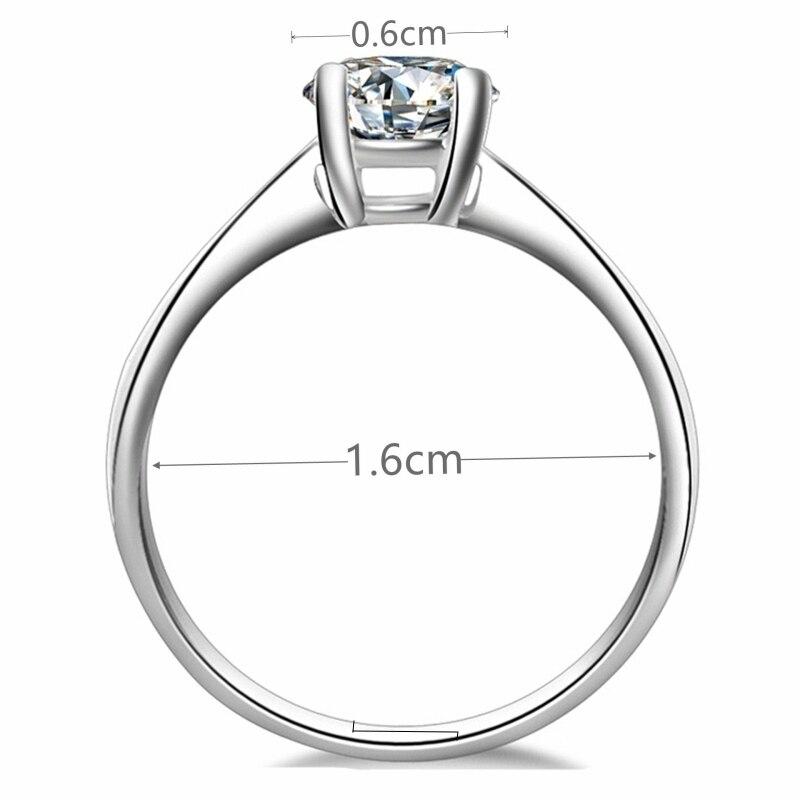 S White Gold-Color Ring Ladies Exquisite Simple Model Four Claws With Solder Glass Diamond Live Mouth Copper Alloy Jewelry