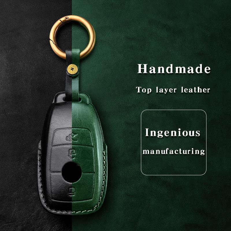 For Mercedes Benz A B R G Class GLK GLA E200 E200L W176 3 Buttons Remote Key Top Layer Leather Car Key Cover Case