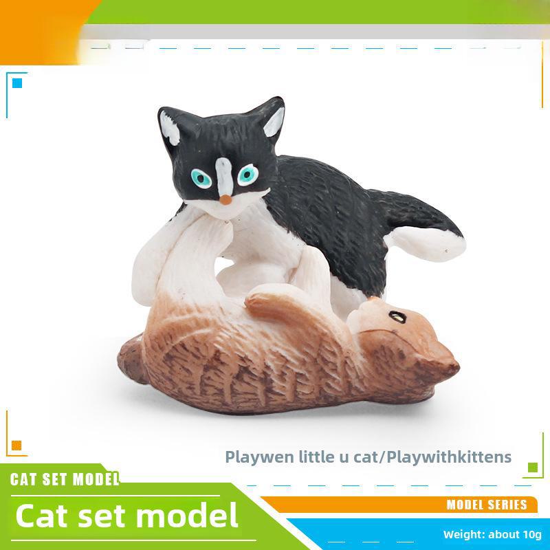 Set Jucării Pisoi Alb-Negru pentru Copii - Ornamente Model Pisică Rurală Chineză