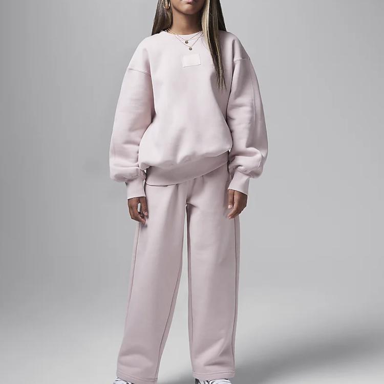 Jordan Flight Essentials Crew Neck Pullover Drop Shoulder Long Sleeve Sweatshirt Kids Sweatshirt Oxford-Pink HQ8252-642