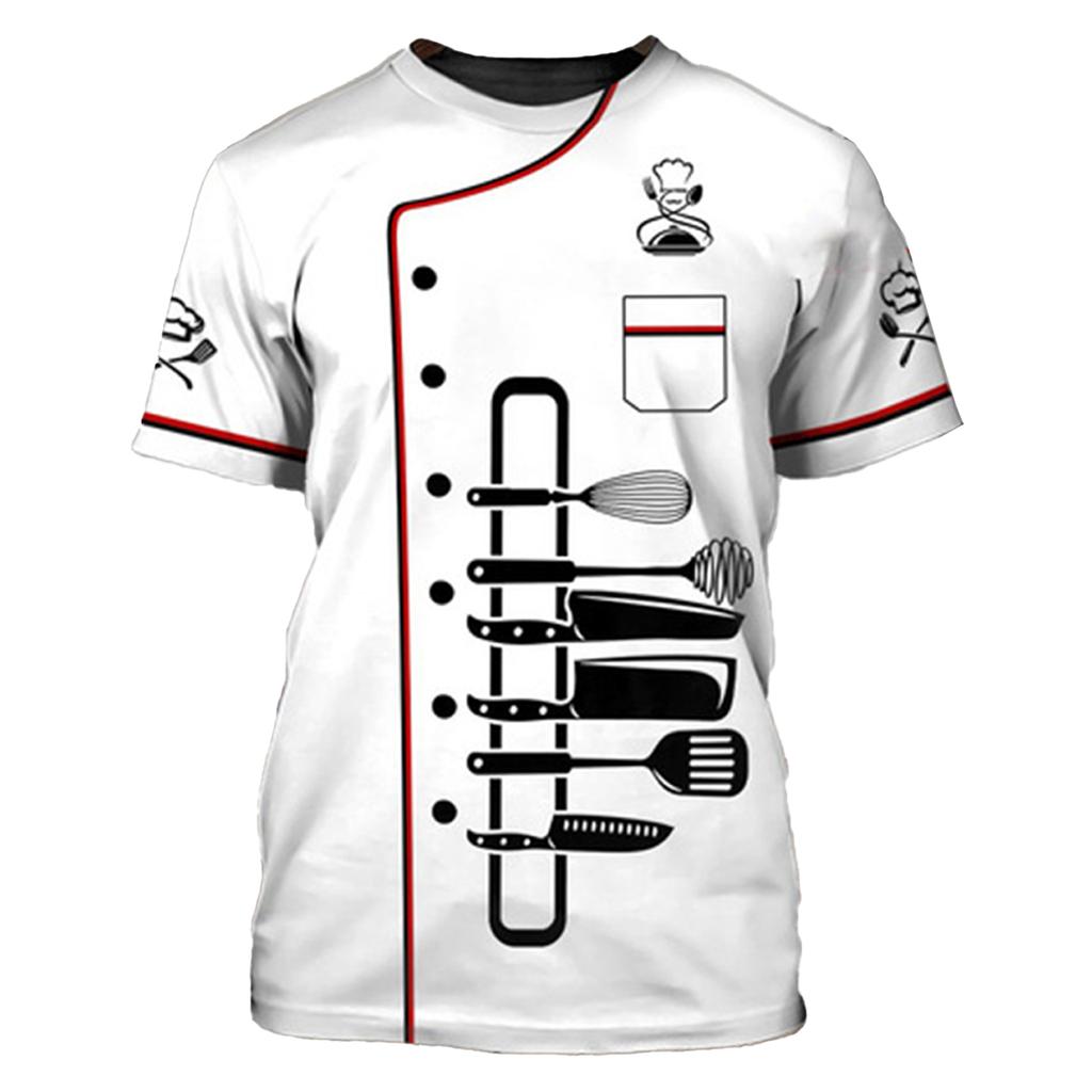 Jungen Kurzarm 3D-Druck T-Shirt Küche Kantine Kuchenladen Bäckerei Mode Bequem Lockeres T-Shirt