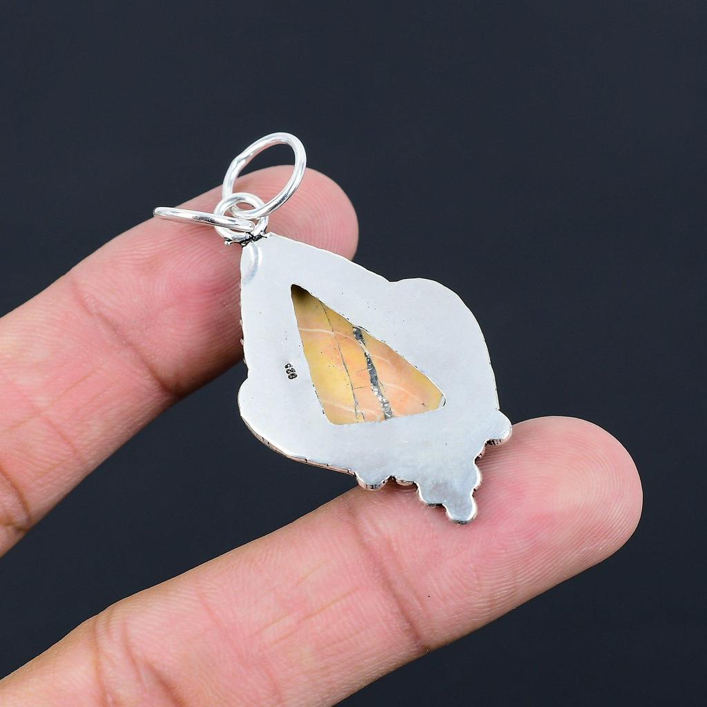 Trillion Maligano Jasper Stone Artisan Birthday Pendant Jewelry Sterling Silver