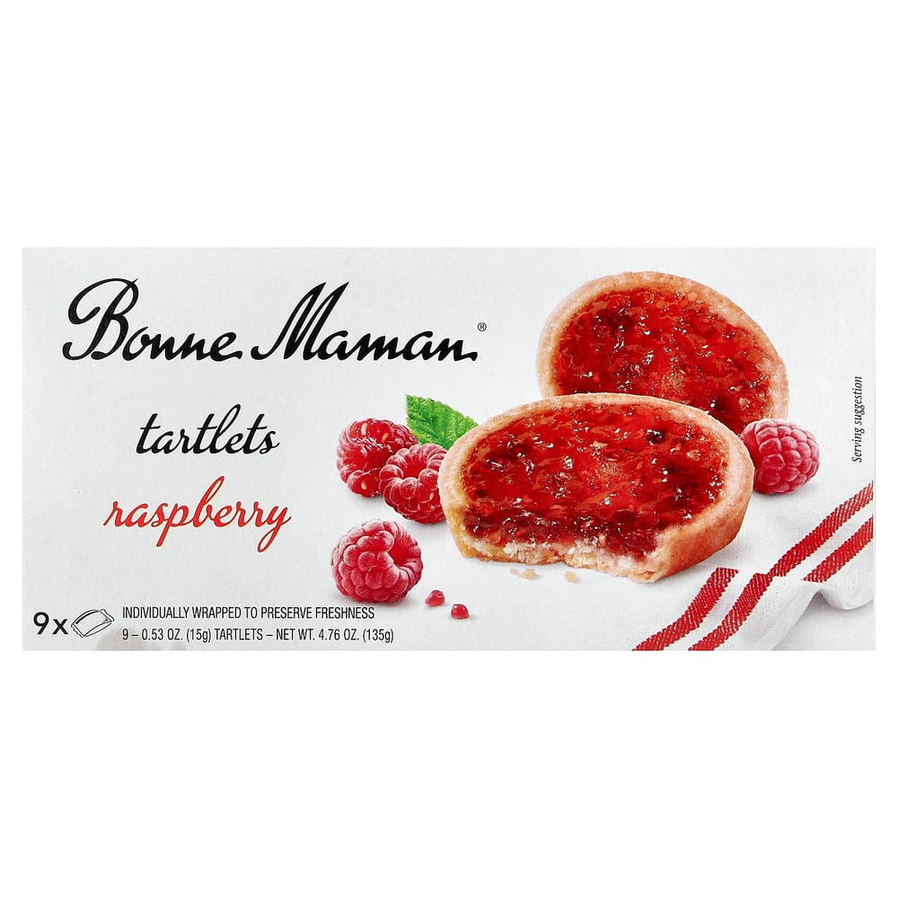 Bonne Maman Raspberry Tartlets, 9 Count, 15g (0.53oz) Each