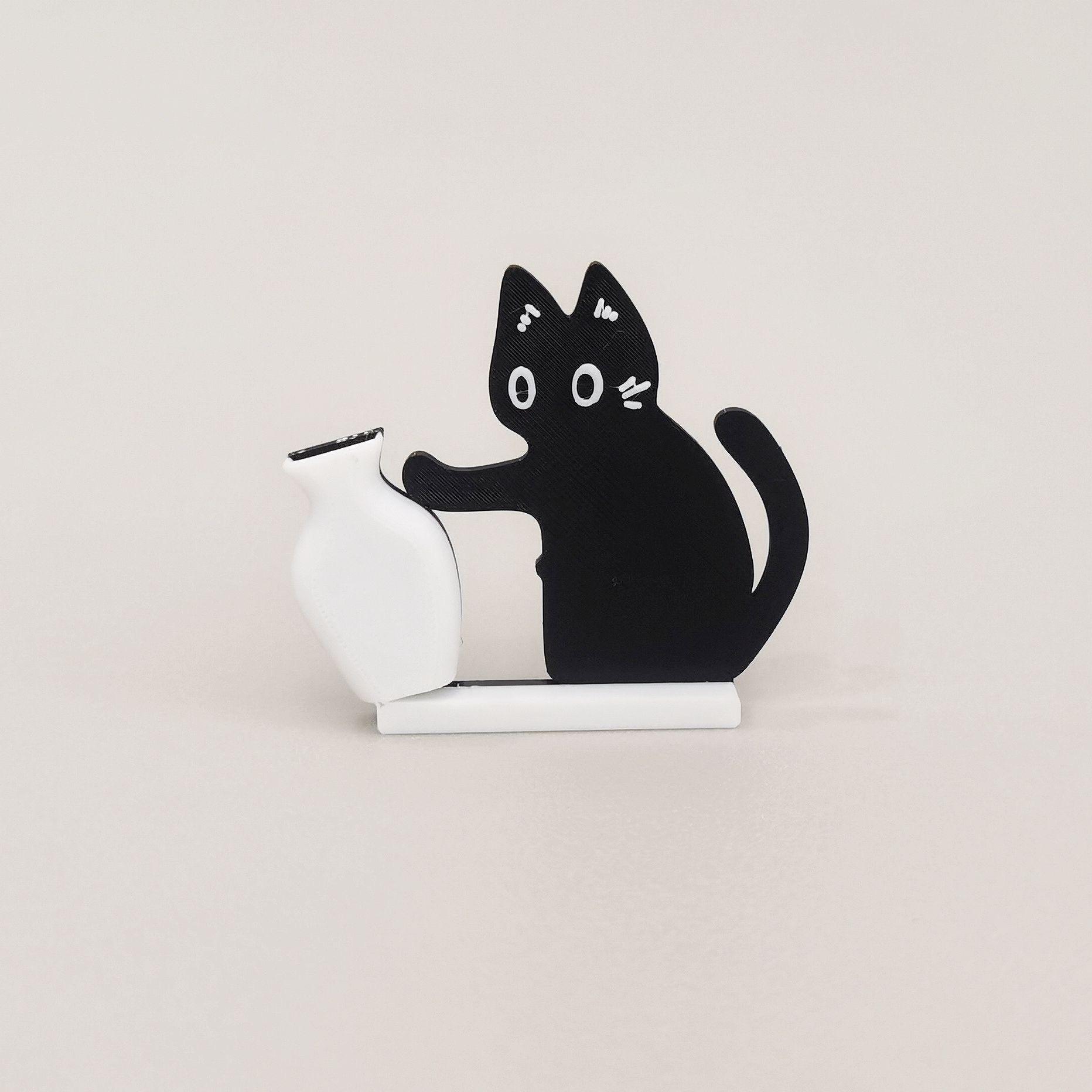 Koelkastmagneten Zwarte Kat Duwt Vaas Decor Kattenbaard Collectie Herinneringsdoos Koelkastmagneet Huis Kantoor Decoratie Voor Cadeau zwart