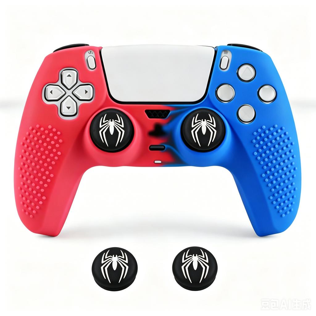 Anti-Slip Silicone Case Protective Shell for PS5 Game Controller with 2pcs Thumbstick Grip Cap Rubber Cover