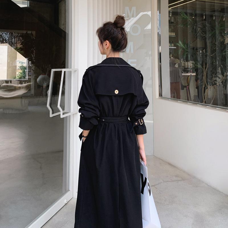 Trenci de dama Palton Drapat Stil Toamna Negru