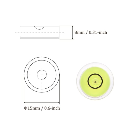 Kozelo 3-Pack Small Round Bubble Levels, 15mm Diameter, 8mm Thick, Mini Round RV Leveling Tool for Travel Trailer Turntable Camera, Lime
