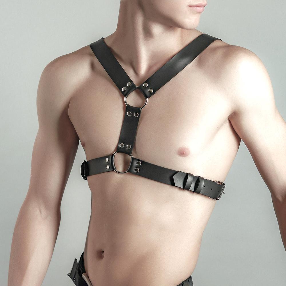 Harness for Men Strap Costume Sexy Shoulder Bondage Chest Lingerie Pu Leather Belt Erotic Hollow Gay Clothing for Adult Sex