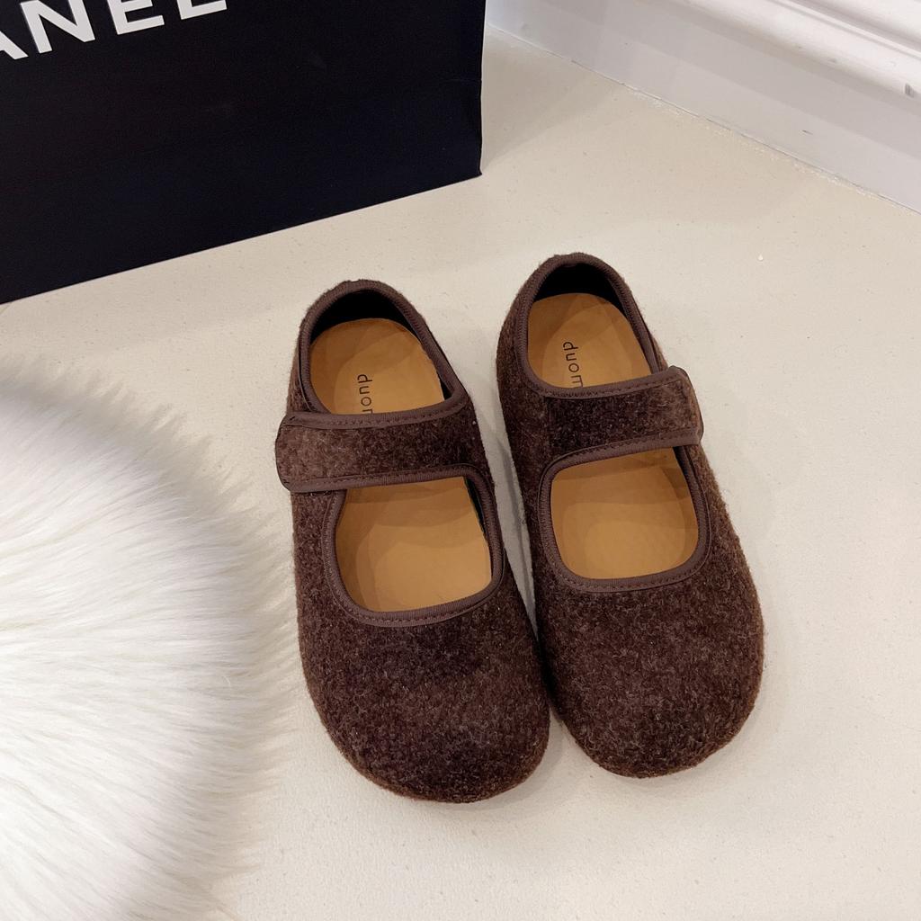 Vielseitige Plateau-Klettverschluss-Mao-Mao-Schuhe Damen Schuhe 2025 Herbst und Winter mit Röcken Mary Jane Einzelschuhe warme Baumwollschuhe