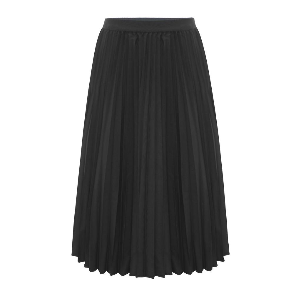 Girls High Waist Elastic Waistband Solid Color Pleated Skirt with Lining Flowy Holiday Birthday Skirt