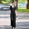 European Casual Fashion Suit Women's Summer New Lazy Loose Wide-leg Pants Two-piece Set