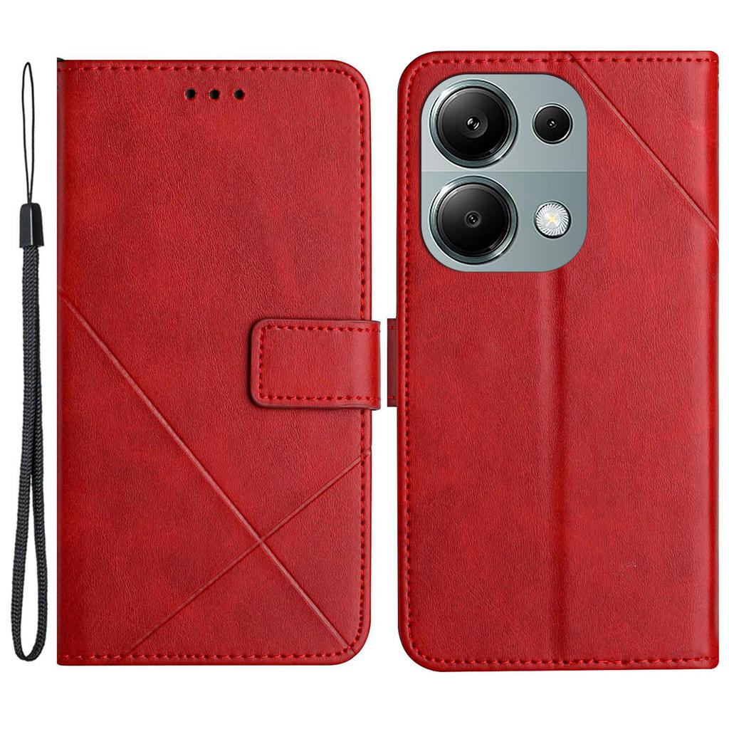 For Xiaomi Redmi Note 13 Pro 4G/Poco M6 Pro 4G Case Lines Imprinted PU Leather Wallet Stand Phone Cover