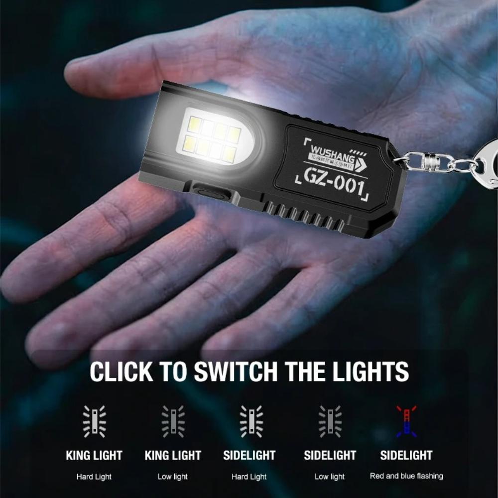 LED Keychain Flashlight Type C Rechargeable 550LM Portable Mini Torch Pocket Lantern Flood Work Light With Magnet For Emergency