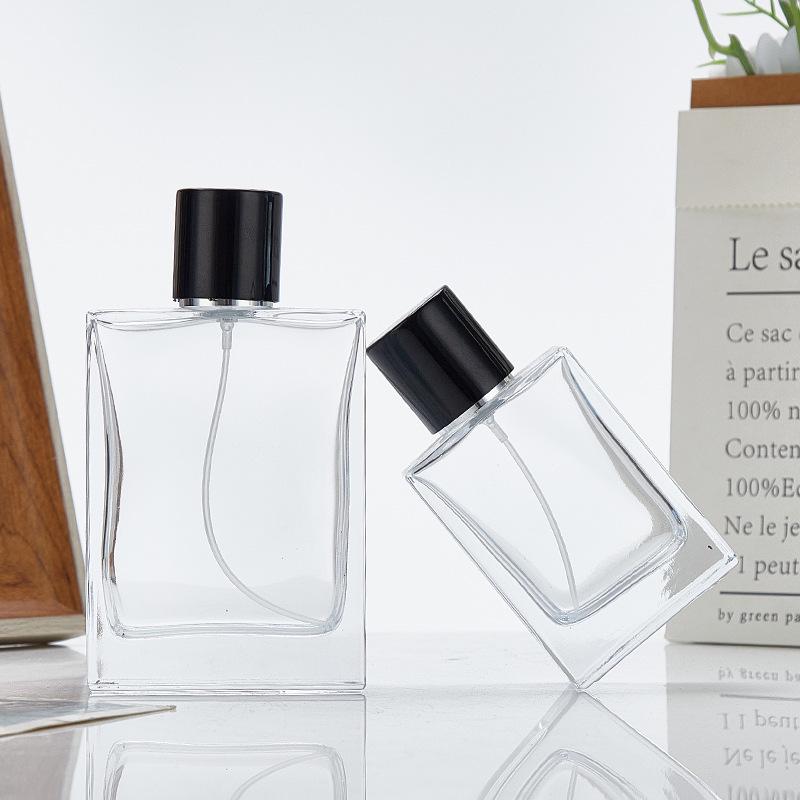 50ml Refillable Transparent Glass Perfume Bottle with Spray Nozzle