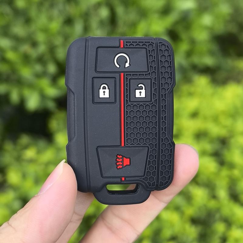 Silicone Car Key Case Holder For Chevrolet Colorado Silverado 1500 2500Hd 3500Hd Gmc Yukon Sierra Canyon Remote Cover Keychain