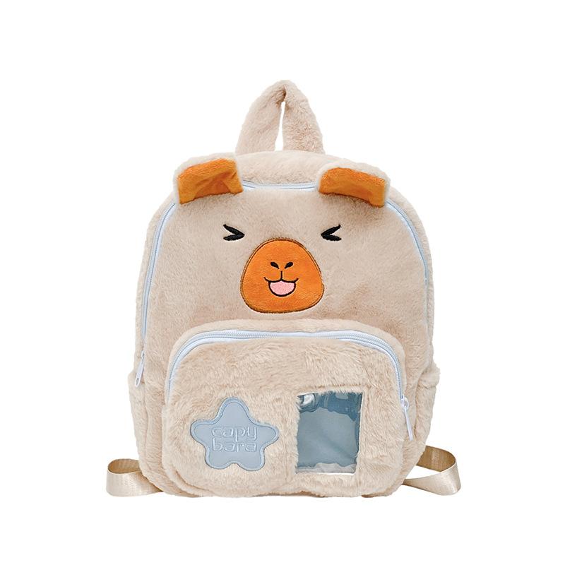 Super cute cartoon cute water guinea pig student backpack hairy kapibara girl heart soft girl storage backpack