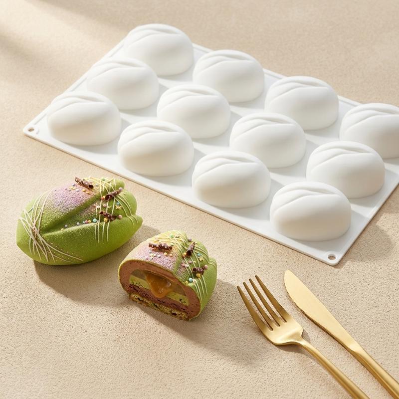 1 szt. Silikonowa forma w kształcie łupiny pistacji, 6/12-gniazdowa, do czekolady, deserów, puddingów, pieczenia, symulowana forma na świece, forma do ciasta pistacjowego